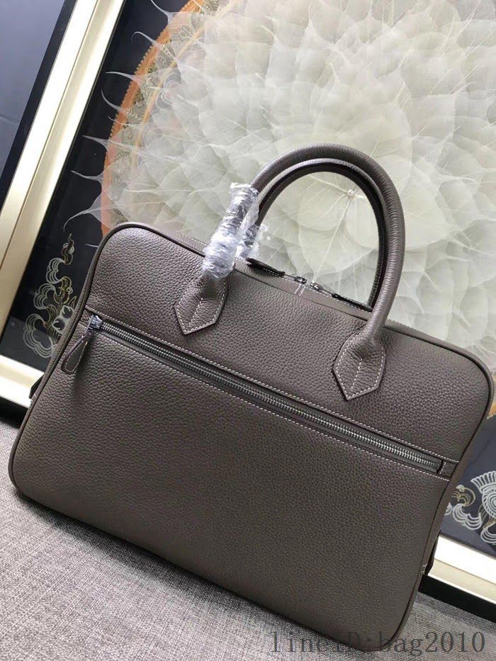 愛馬仕HERMES H家 郵差包 男女插袋款 超大容量 進口原廠皮 大象灰 可手提斜挎 出差必備單品  tdher1361